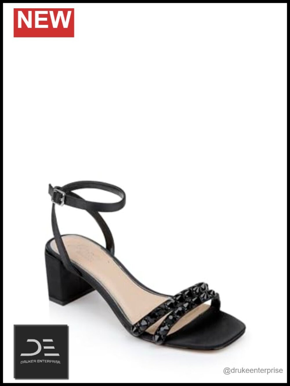 Jewel Badgley Mischka Honor Block Heels Gemstone Straps Padded Insole Women's